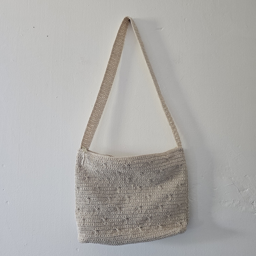 Chic Beige Crochet Shoulder Bag